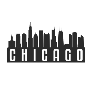 Chicago, Il, Usa Skyline Silhouette Lettering Sticker