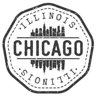 Chicago, Il, Usa Stamp Skyline Sticker