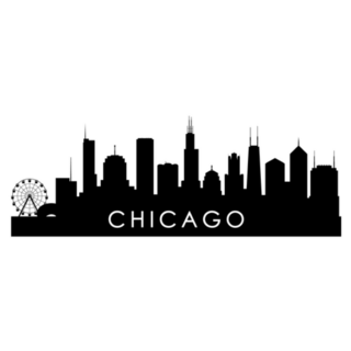 Chicago Illinois Skyline Lettering Sticker