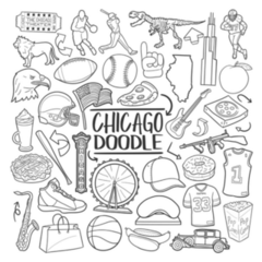 Chicago Illinois Travel Doodle Sticker