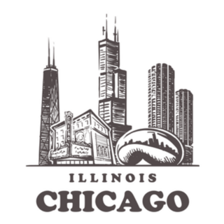 Chicago Sketch Skyline. Illinois, Chicago Sticker