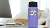 Chicago Style Deep Dish Pizza Stamp Sticker on a Water Bottle (New) example