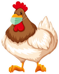 Chicken Cartoon Character Wearing Mask Illustration Sticker