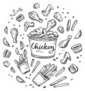 Chicken Fast Food Concept Illustration Sticker