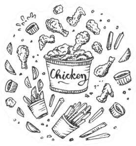 Chicken Fast Food Concept Illustration Sticker