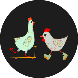 Chicken On Rollerblades Sticker