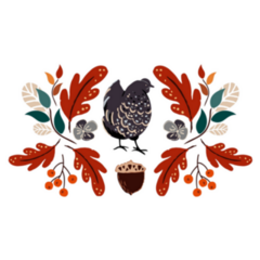 Chicken Surrounded By Autumn Leaves Sticker