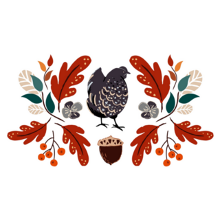 Chicken Surrounded By Autumn Leaves Sticker