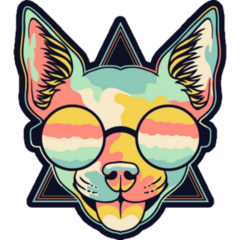 Chihuahua Colorful Glasses Sticker