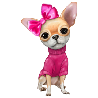 Chihuahua Pink Bow Sticker