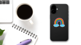 Child Drawn Rainbow Sticker on a Phone (New) example