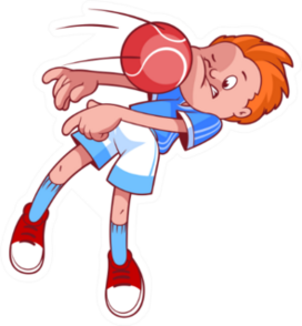 Child Playing Dodgeball Cartoon Illustration Sticker