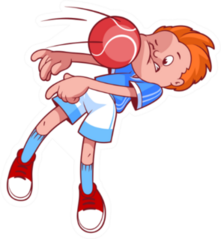 Child Playing Dodgeball Cartoon Illustration Sticker