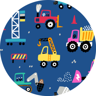 Childish Seamless Pattern With Building Tractors Sticker