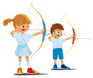 Children In Sports Archery Illustration Sticker