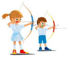 Children In Sports Archery Illustration Sticker
