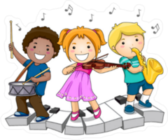 Children Playing Musical Instruments Sticker