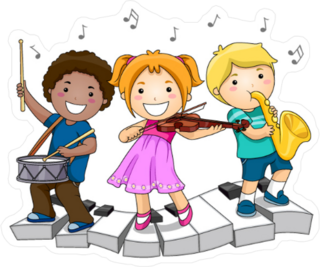 Children Playing Musical Instruments Sticker