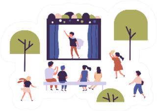 Children Street Amateur Theater Illustration Sticker