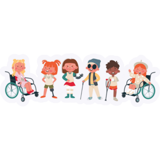 Children With Disabilities Illustration Sticker 