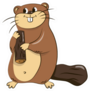 Childrens Illustration Of A Beaver Holding Wood Sticker