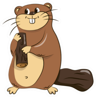 Childrens Illustration Of A Beaver Holding Wood Sticker