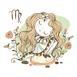 Childrens Zodiac Sign Of Virgo Cute Girl Sticker