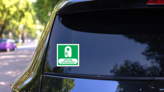 Childs Lifejacket Sign Sticker on a Rear Car Window (New) example