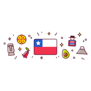 Chile Banner With Chilean Icons Sticker