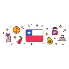 Chile Banner With Chilean Icons Sticker