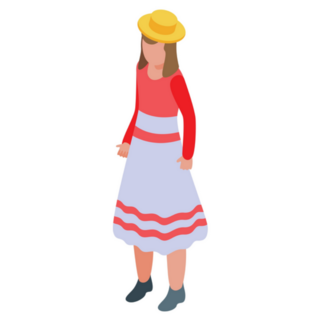 Chile Girl Traditional Dress Sticker 