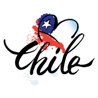 Chile, National State Flag Heart Sticker