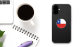 Chile Round Country Flag Sticker on a Phone (New) example