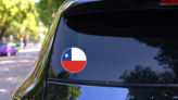 Chile Round Country Flag Sticker on a Rear Car Window (New) example