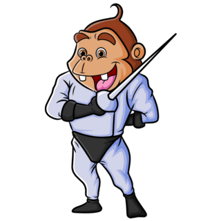Chimp Fencing Sticker