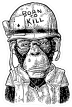Chimpanzee Monkey Dressed As Soldier Sticker