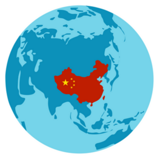 China Country Silhouette On World Map Sticker