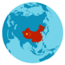 China Country Silhouette On World Map Sticker