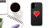 China Flag Heart Sticker on a Phone (New) example
