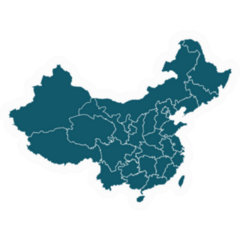 China Map In The Color Blue Sticker