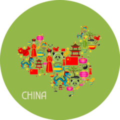 China Map Made Of Chinese Symbols Sticker