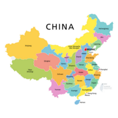 China, Political Map With Multicolored Provinces Sticker