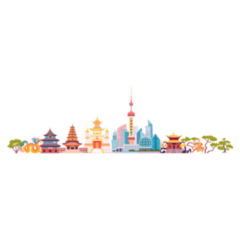 China Skyline Colorful Hand Drawn Travel Sticker