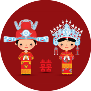 Chinese Bride And Groom Cartoon Wedding Sticker