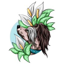 Chinese Crested Floral Sticker