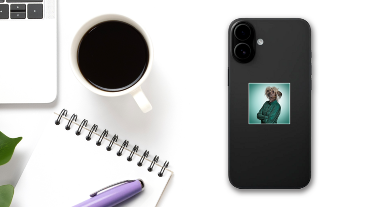 Chinese Crested Human Sticker on a Phone (New) example