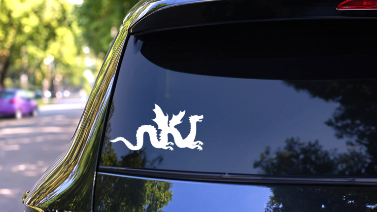 Chinese Dragon With Wings Sticker on a Rear Car Window (New) example