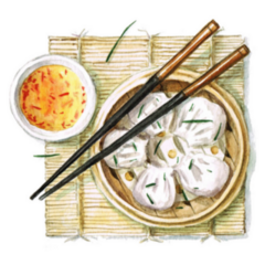 Chinese Dumplings - Watercolor Food Sticker