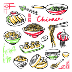 Chinese Food Drawing Icons Sticker