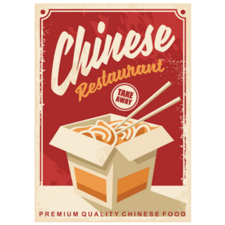 Chinese Food Restaurant Retro Poster Sticker